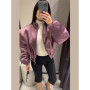Fashion Long Sleeve Women Bomber Jacket Casual Zipper Stand Collar Female Cropped Coats 2026 Spring Lady Outerwear High Street