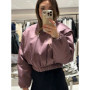 Fashion Long Sleeve Women Bomber Jacket Casual Zipper Stand Collar Female Cropped Coats 2026 Spring Lady Outerwear High Street