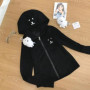 Japanese Kawaii Zip Up Sweatshirt Women Sweet Cute Cat Ear Hat Long Sleeve Loose Jacket for Girls Cute Soft Girl Fall Outfit New