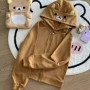 Japanese Kawaii Zip Up Sweatshirt Women Sweet Cute Cat Ear Hat Long Sleeve Loose Jacket for Girls Cute Soft Girl Fall Outfit New