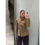 Women's Khaki Stand Collar Jacket Fashion Long Sleeve Single Breasted Pockets Waist Fit Coat Lady 2026 Spring Chic Streetwear