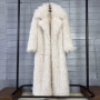 DEAT 2025 Autumn Winter New Fashion Beach Wool Faux Fur Coat For Women Suit Collar Solid Color Long Overcoat Female 11A07448