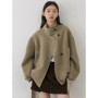 CHIC VEN Korean Women Double-sided Belt Woolen Coat Loose Overcoat Solid Ladies Outerwear Girl Jackets Autumn Winter 2025