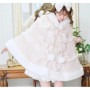 Japanese Liz Sweet Princess Faux Rabbit Fur Cape Coat Women Autumn Winter Fur Jacket Loose Clock Rhinestone Bow Hooded Coat