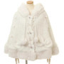 Japanese Liz Sweet Princess Faux Rabbit Fur Cape Coat Women Autumn Winter Fur Jacket Loose Clock Rhinestone Bow Hooded Coat