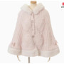 Japanese Liz Sweet Princess Faux Rabbit Fur Cape Coat Women Autumn Winter Fur Jacket Loose Clock Rhinestone Bow Hooded Coat