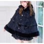 Japanese Liz Sweet Princess Faux Rabbit Fur Cape Coat Women Autumn Winter Fur Jacket Loose Clock Rhinestone Bow Hooded Coat