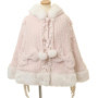 Japanese Liz Sweet Princess Faux Rabbit Fur Cape Coat Women Autumn Winter Fur Jacket Loose Clock Rhinestone Bow Hooded Coat
