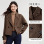 SENTUBILA Double-sided Woolen Short Coats Ladies Outerwear 2026 Winter British Fashion Long Sleeve Wool BlendJacket W54OC2738