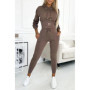 2025 Autumn And Winter Waist Cinching Casual Sports Hooded Set For Women Fashionable Long Sleeved Solid Color Pants 2-piece Set