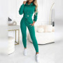 2025 Autumn And Winter Waist Cinching Casual Sports Hooded Set For Women Fashionable Long Sleeved Solid Color Pants 2-piece Set