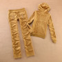 Women's Solid Color Velvet Hooded Suit Casual Outdoor Sportswear with Straight Pants And Velvet Hoodie for Autumn Winter