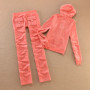 Women's Solid Color Velvet Hooded Suit Casual Outdoor Sportswear with Straight Pants And Velvet Hoodie for Autumn Winter