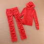 Women's Solid Color Velvet Hooded Suit Casual Outdoor Sportswear with Straight Pants And Velvet Hoodie for Autumn Winter
