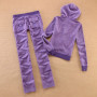 Women's Solid Color Velvet Hooded Suit Casual Outdoor Sportswear with Straight Pants And Velvet Hoodie for Autumn Winter