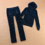 Women's Solid Color Velvet Hooded Suit Casual Outdoor Sportswear with Straight Pants And Velvet Hoodie for Autumn Winter
