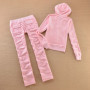 Women's Solid Color Velvet Hooded Suit Casual Outdoor Sportswear with Straight Pants And Velvet Hoodie for Autumn Winter