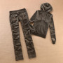 Women's Solid Color Velvet Hooded Suit Casual Outdoor Sportswear with Straight Pants And Velvet Hoodie for Autumn Winter