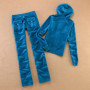 Women's Solid Color Velvet Hooded Suit Casual Outdoor Sportswear with Straight Pants And Velvet Hoodie for Autumn Winter