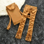 Women's Solid Color Velvet Hooded Suit Casual Outdoor Sportswear with Straight Pants And Velvet Hoodie for Autumn Winter