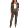 2024 Autumn Velvet Tracksuit Womens 2 Piece Sweatshirt Sweatpants Set Full Zip Hoodie Sweatsuit With Pockets Casual Sportswear