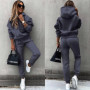 Women Two Piece Set Tracksuit Solid Color Suit 2025 Autumn Trouser Suits Female Sweatshirt Sports Hoodie Sportswear Pants Sets