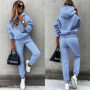 Women Two Piece Set Tracksuit Solid Color Suit 2025 Autumn Trouser Suits Female Sweatshirt Sports Hoodie Sportswear Pants Sets
