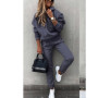 Women Two Piece Set Tracksuit Solid Color Suit 2025 Autumn Trouser Suits Female Sweatshirt Sports Hoodie Sportswear Pants Sets