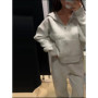 Knitted Women's Pant Sets Hooded Zipper Elastic Hem Female Jacket Straight Solid Pant Casual Women's Tracksuit Chic Suit Ladies