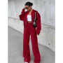 Women Sweatsuit Set Vintage O-neck Zipper Bomber Jackets High Waist Loose Pants Suit Female 2025 Spring Fashion Lady Sportswear
