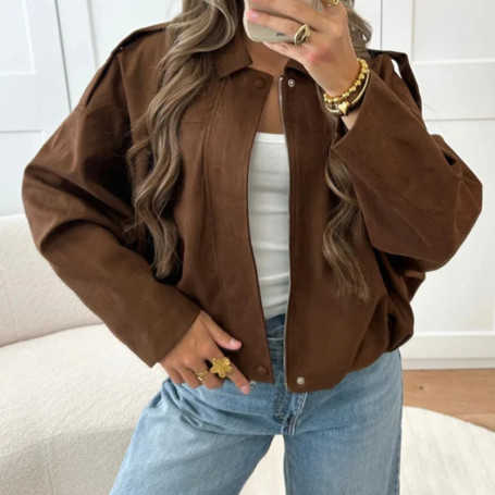 Khaki Long Sleeve Top Women Fashion Clothing Soft Texture Casual Wear Loose Fit Soild Color Shirt Coat