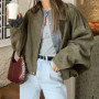 Khaki Long Sleeve Top Women Fashion Clothing Soft Texture Casual Wear Loose Fit Soild Color Shirt Coat