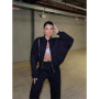 Women Sweatsuit Set Vintage O-neck Zipper Bomber Jackets High Waist Loose Pants Suit Female 2025 Spring Fashion Lady Sportswear