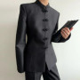 Frog Button Mandarin Collar Blazer Jacket Tailored Fitted Waist 2026 Spring Elegant Women Outerwear Modern Oriental Lady Coat