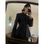 Frog Button Mandarin Collar Blazer Jacket Tailored Fitted Waist 2026 Spring Elegant Women Outerwear Modern Oriental Lady Coat