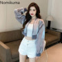 Streetwear Summer Women Jackets Stand Neck Long Sleeve Zipper Y2k Tops 2025 Ropa Mujer Fashion See Through Casual Crop Coat