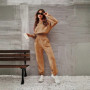 2025 Autumn Winter New Solid Color Women's Hooded Sports Set Long Sleeve Top Long Pants 2Pcs Casual Outfit