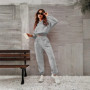 2025 Autumn Winter New Solid Color Women's Hooded Sports Set Long Sleeve Top Long Pants 2Pcs Casual Outfit