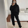 Casual hooded long sleeved pocket sweatshirt solid color pant sports set two-piece set，Women's tracksuit，new in matching sets