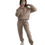 Casual hooded long sleeved pocket sweatshirt solid color pant sports set two-piece set，Women's tracksuit，new in matching sets