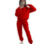 Casual hooded long sleeved pocket sweatshirt solid color pant sports set two-piece set，Women's tracksuit，new in matching sets