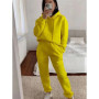 Casual hooded long sleeved pocket sweatshirt solid color pant sports set two-piece set，Women's tracksuit，new in matching sets