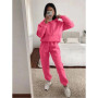 Casual hooded long sleeved pocket sweatshirt solid color pant sports set two-piece set，Women's tracksuit，new in matching sets