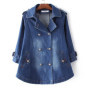 Denim Cape Coat Female Jacket Double Breasted Jackets Women Office Lady Windbreaker Denim Basic Coats 2024 Autumn Overcoat