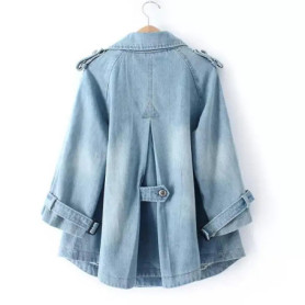 Denim Cape Coat Female Jacket Double Breasted Jackets Women Office Lady Windbreaker Denim Basic Coats 2024 Autumn Overcoat
