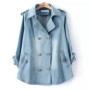 Denim Cape Coat Female Jacket Double Breasted Jackets Women Office Lady Windbreaker Denim Basic Coats 2024 Autumn Overcoat