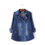 Denim Cape Coat Female Jacket Double Breasted Jackets Women Office Lady Windbreaker Denim Basic Coats 2024 Autumn Overcoat