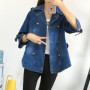 Denim Cape Coat Female Jacket Double Breasted Jackets Women Office Lady Windbreaker Denim Basic Coats 2024 Autumn Overcoat