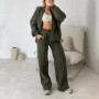 Women Casual Pant Set Autumn/Winter Zipper Casual Jacket Wide Leg Pant 2 Pieces Set Outfits New 2025 Fashion Sports Women Suit