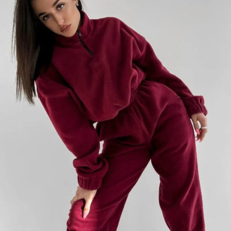 New Spring Autumn Women's Fashion Solid Color Loose Zipper Stand Collar Sweatshirt Casual 2-piece Set